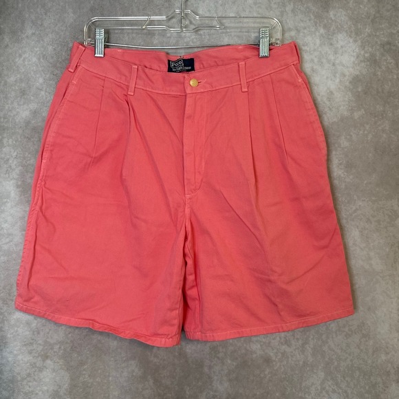 Vintage 80s Polo Ralph Lauren Men's‎ Shorts 34 Salmon Pleated Front USA - Picture 1 of 6